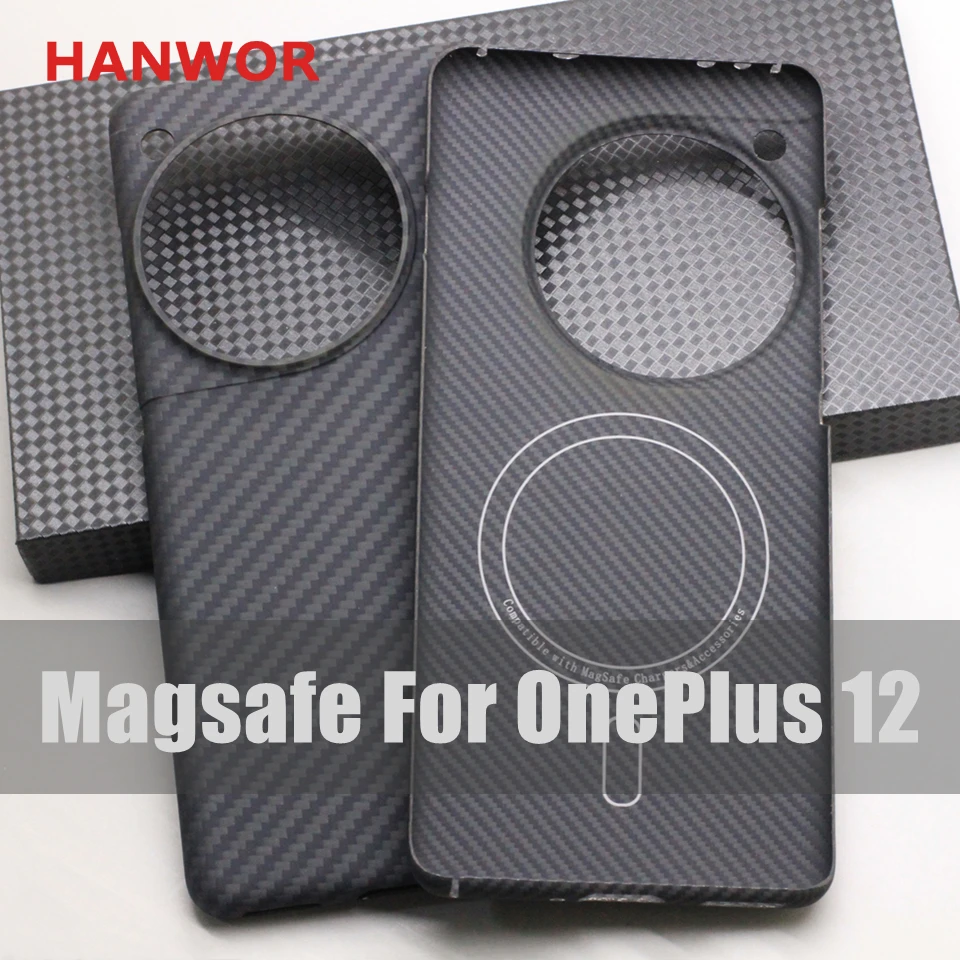 HANWOR магнитное углеродное волокно для OnePlus 12 чехлов поддержка Magsafe зарядка 600D