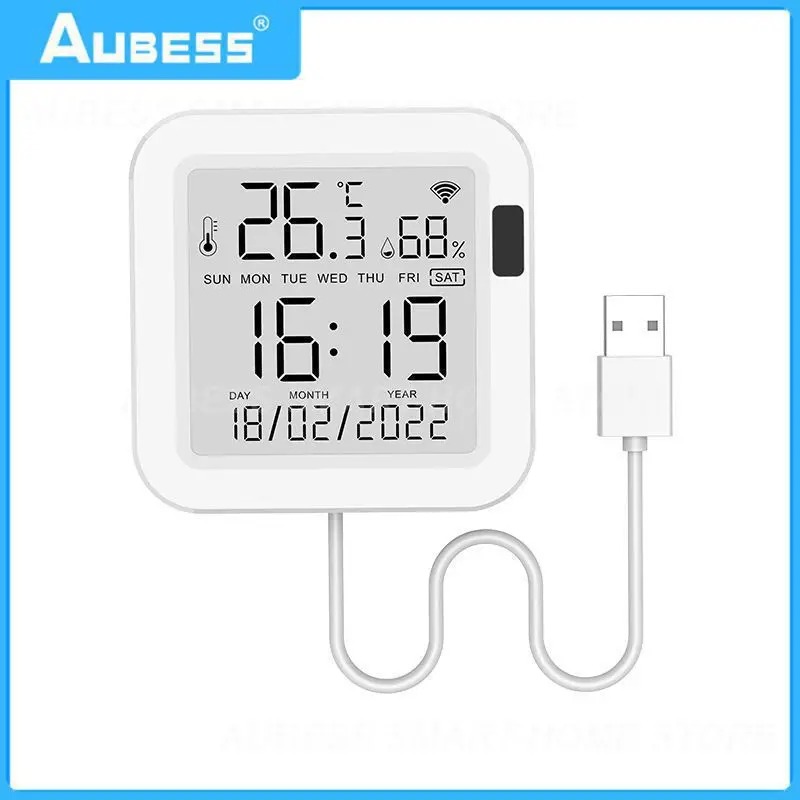 

Time Tuya Humidity Sensor Usb Power Remote Monitoring Switch Intelligent Linkage Wifi Temperature Sensor With Lcd Screen Display