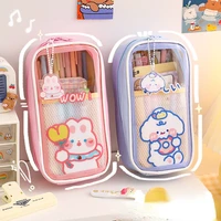 kawaii school stationery supplies japanese korean cute ransparent large capacity pencil case pen bag organizers cajas de l%c3%a1pices
