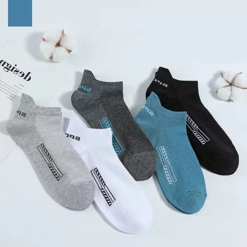 10 Pairs/Lot High Quality Men's Cotton Socks Summer Mesh Thin Breathable Boat Comfortable Sports Black Socks Gift Plus Size43-48