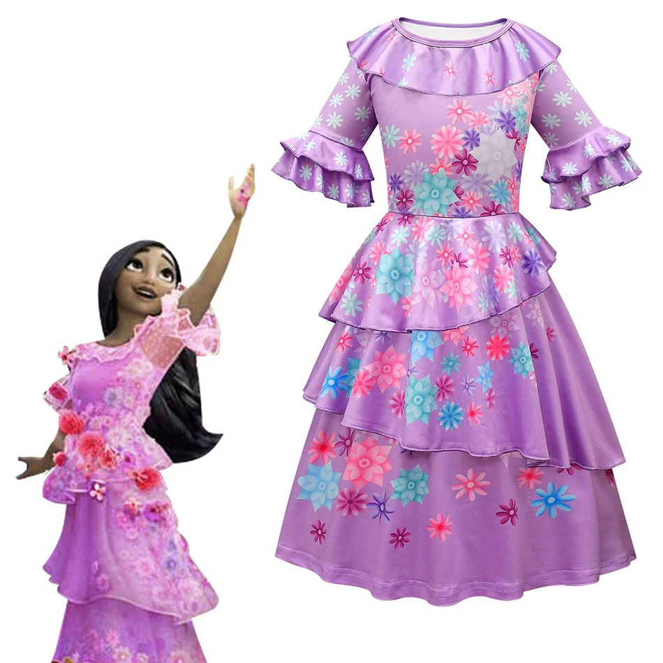 Encanto Isabela Cosplay Costumes For Girls Mirabel Madrigal Princess Dress Children Dolores Pepa Fancy Clothes Party Vestidos