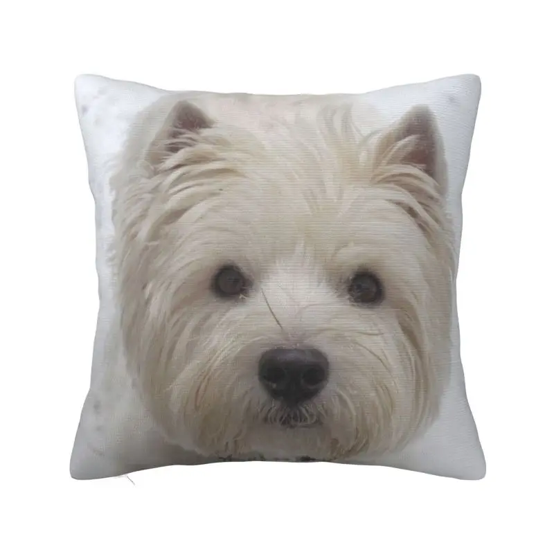 

Наволочка для подушки в скандинавском стиле с изображением милой Westie Dog, наволочка с изображением щенка West Highland White Terrier, декоративная квадра...