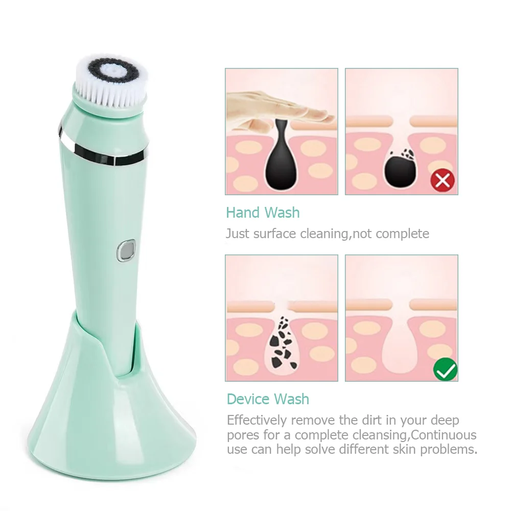 

4 in 1 Electric Facial Cleanser Massage Wash Auto Rotating Face Cleansing Machine Waterproof Removal Pore Blackhead Exfoliator