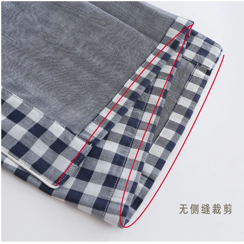 Pajamas Couples Plaid Cotton Seamless Nightwear Japanese Style Home Suit Casual and Breathable Sleepwear with Turn-over Collar