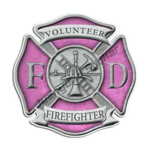 

Pink Volunteer Firefighter Maltese Cross Sticker Girl Decal IAFF USA Interesting Motorhome Caravan Travel Camper Decals