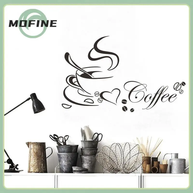 

1pc Coffee Cup With Heart Vinyl Quote Restaurant Kitchen Removable Wall Stickers DIY Home Decor Wall Art Home Decor 2021