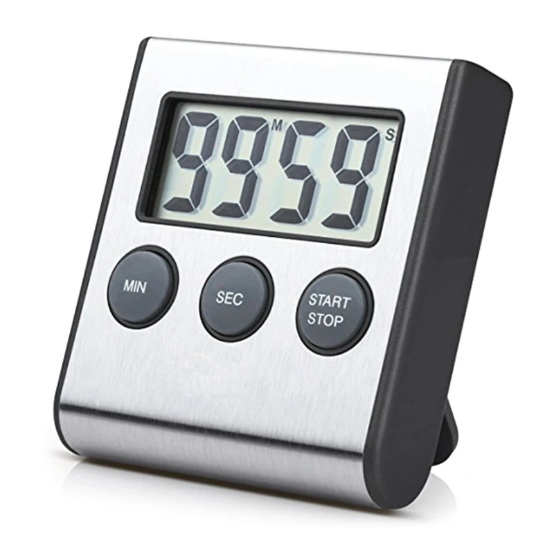 

Elegant Digital Kitchen Timer Stainless Steel Strong Magnetic Back Loud Alarm Large Display for Cooking Study Sports
