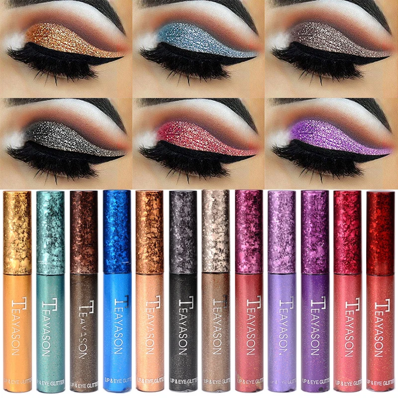

Gold Glitter Liquid Eyeshadow Waterproof Long Lasting Shimmer Diamond Lip Gloss Highlighter Lying Silkworm Brighten Cosmetics