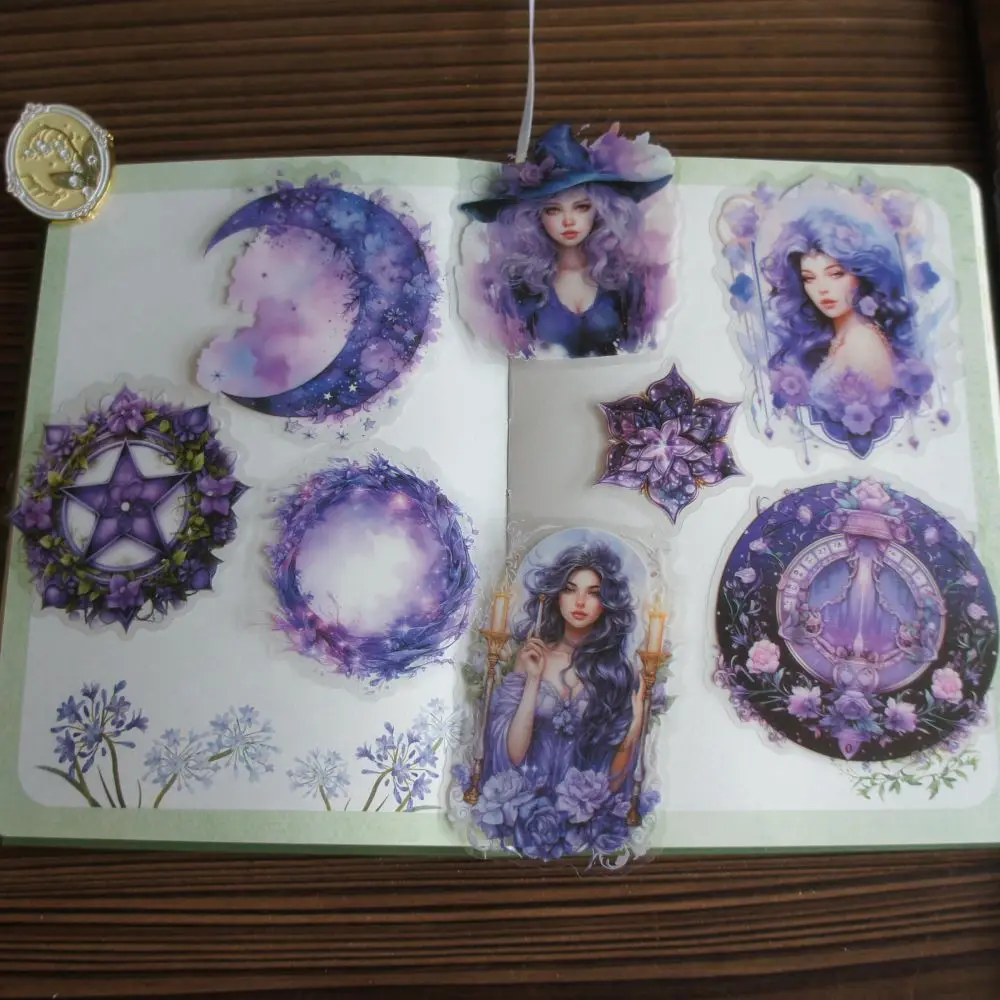 Наклейка из ПВХ ведьма живая на Луне 28 шт.