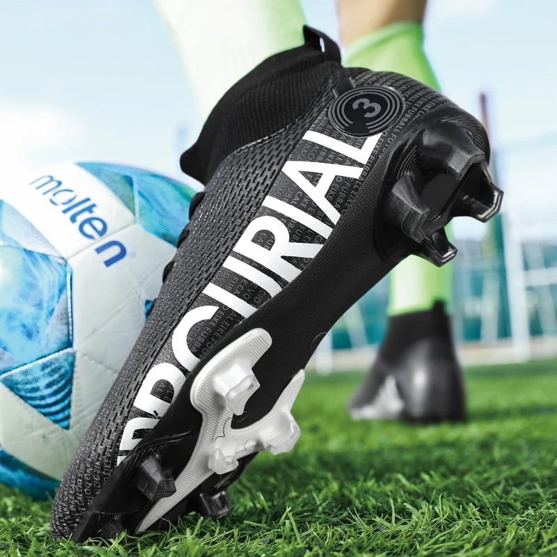 High Ankle Men Soccer Shoes Society Professional Childrens Athletic Grass Training FG/TF Soccer Cleats Football Boots for Boys