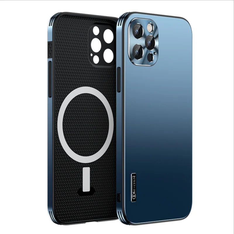 

Магнитный адсорбирующий чехол для телефона iPhone 12 12 Pro Max, металлический + жесткий защитный чехол из поликарбоната с поддержкой беспроводной ...
