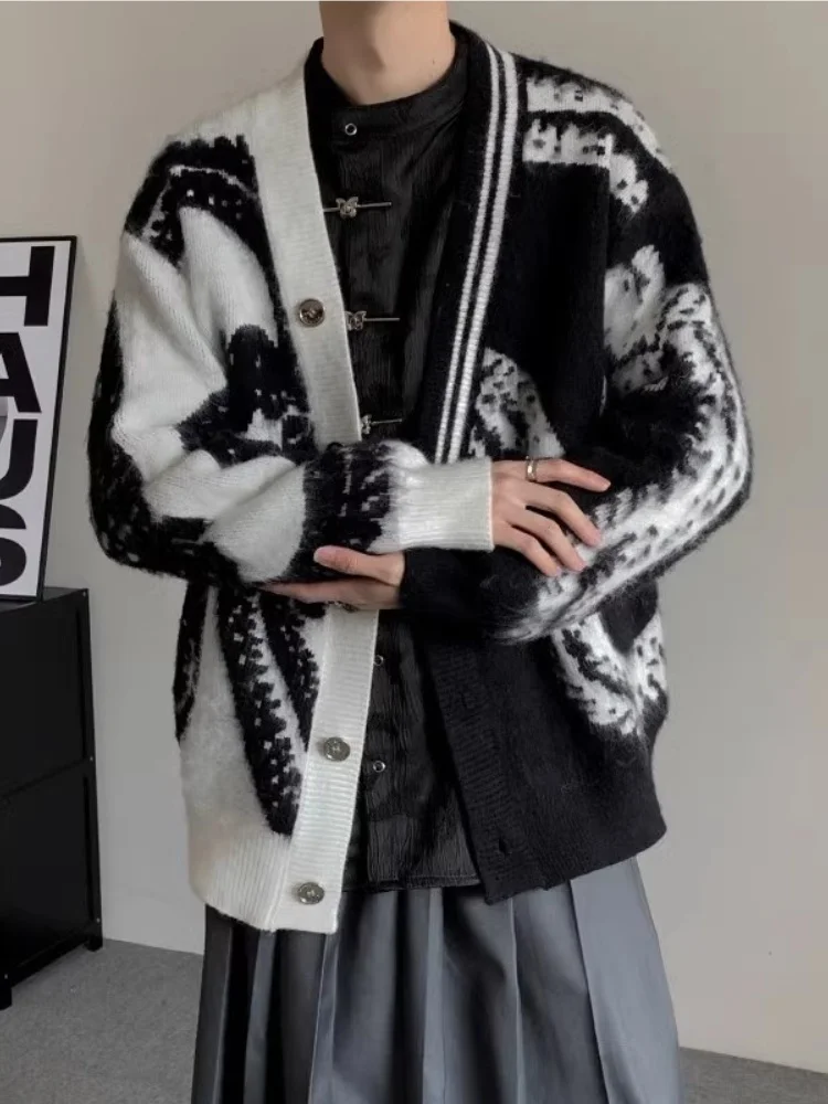 Кардиган с v-образным вырезом и принтом тай-дай верхняя одежда мужской