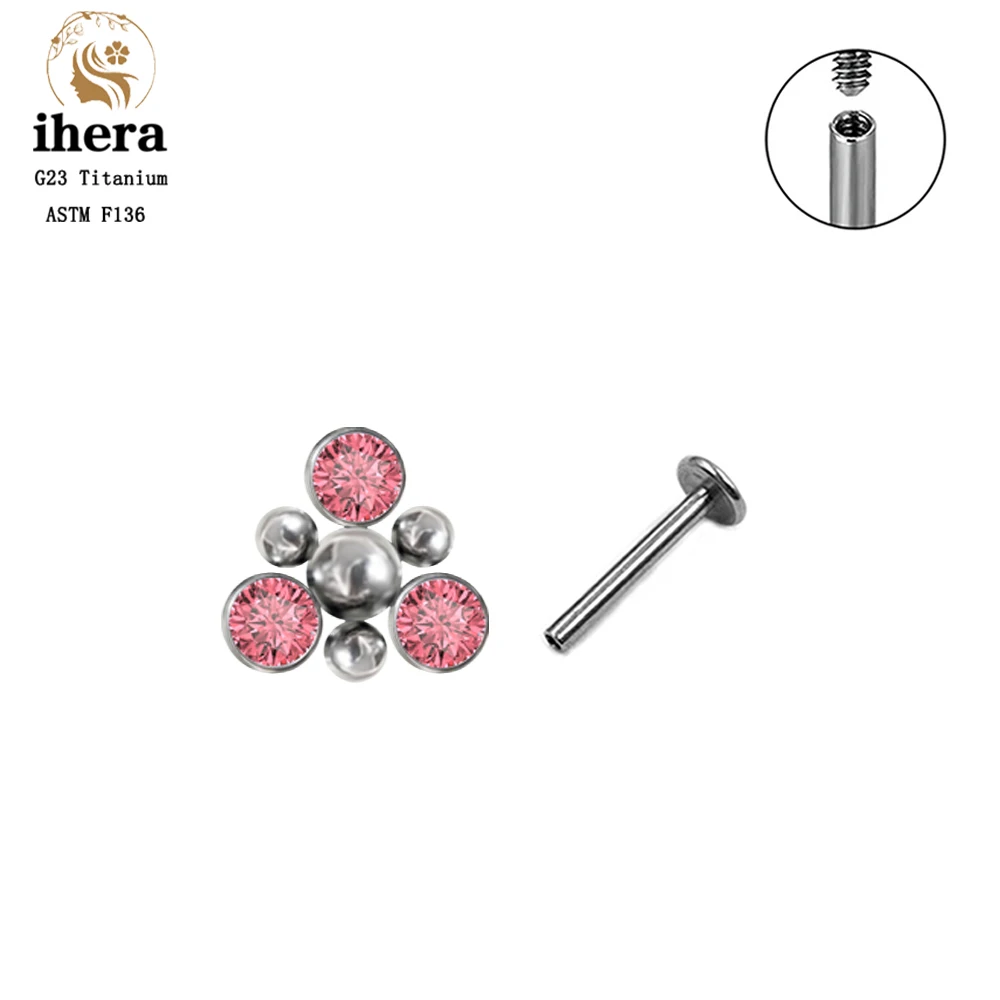 Серьги-гвоздики G23 из титана и циркона ASTM F136 16G серьги-гвоздики для пирсинга губ