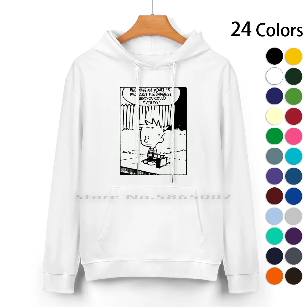 Calvin &quotстановится взрослым... Свитер с капюшоном из чистого хлопка 24 цвета