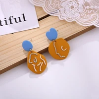 2021 new painted abstract human face geometric drop earrings for women brincos earring wedding fashion female jewelry gifts