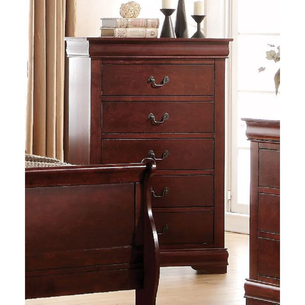 

Traditional Chest with 5 Storage Drawers Wardrobe Storage Cabinet Bedroom Furniture in Cherry 31" x 15" x 47"H