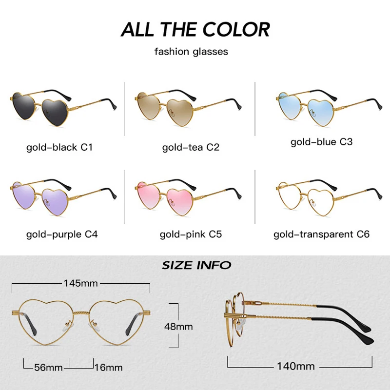 Солнцезащитные очки RUOBO в форме сердца для женщин и мужчин милый дизайн ретро