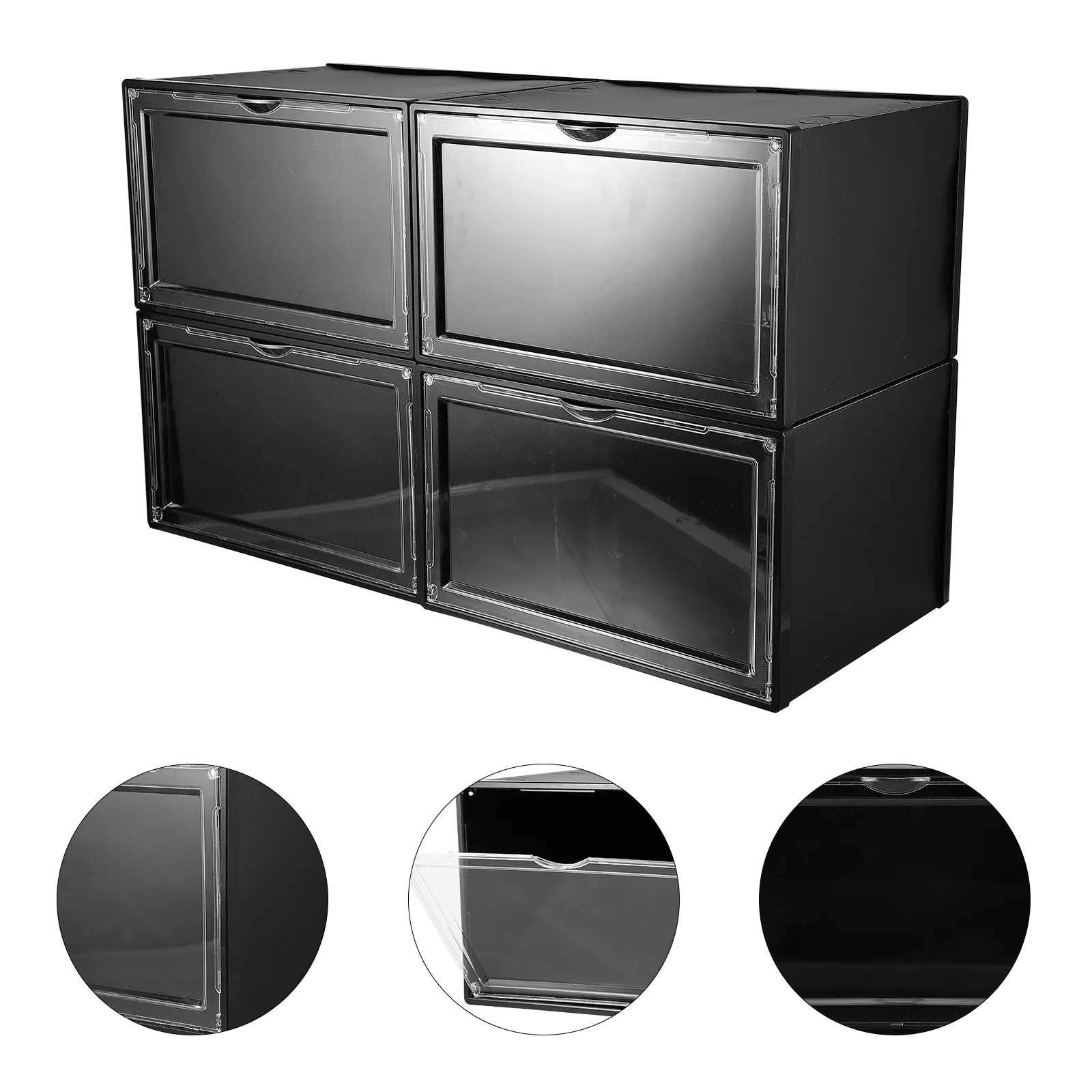 

Shoe Storage Organizer Containers Boxes Closet Boxlids Forstackable Side Opening Footwear