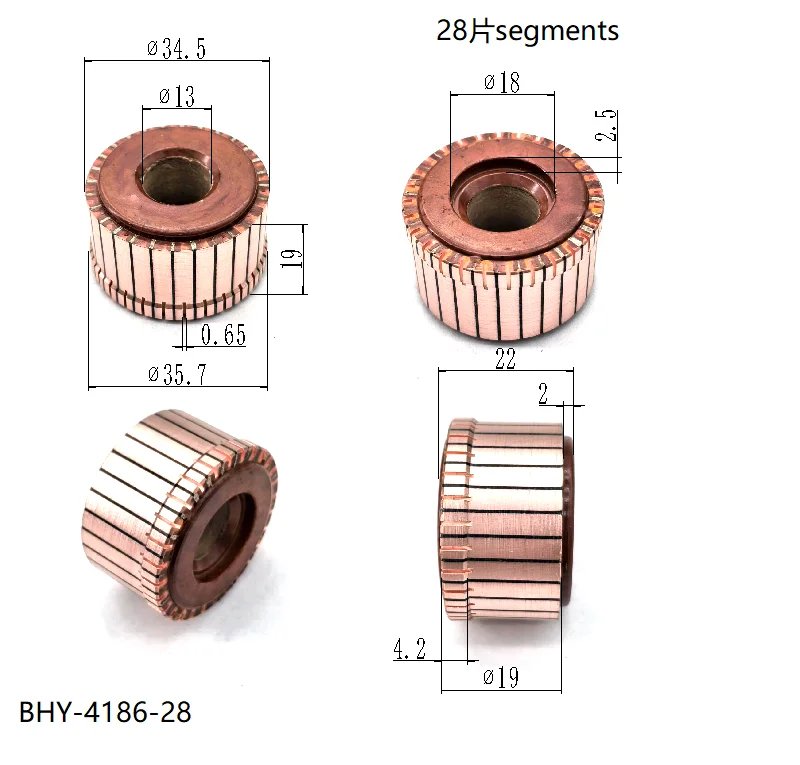 

5Pcs 13x34.5x19mm Copper Bars Electric Motor Commutator BHY-4186-28
