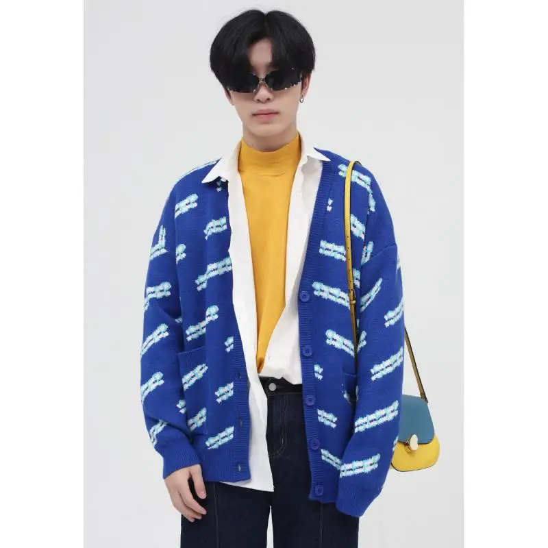 

Poetry | Autumn And Winter New Products Korean Style Loose Simple Individual V-neck Knit Cardigan Men's Lazy Wind Sweater