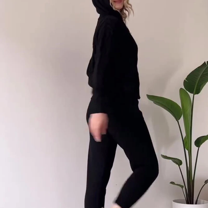 Элегантный жаккардовый комплект с длинным рукавом и брюками карманами