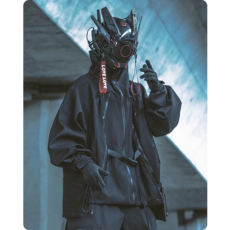 

Новая куртка Techwear, винтажная ветровка, Мужская водолазка, функциональные карго-пальто, уличная одежда, зеленые куртки, топ в стиле Харадзюку