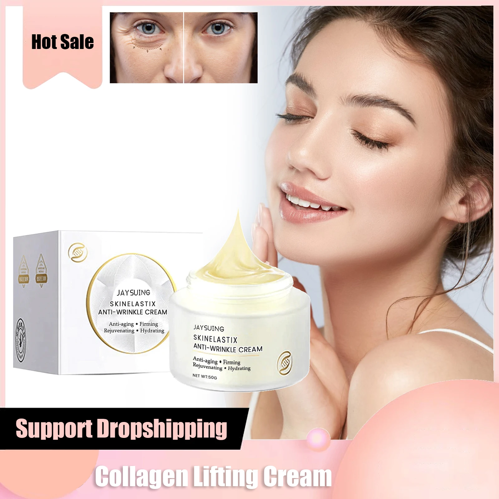 

Collagen Lifting Cream Anti Aging Firming Face Moisturizer Fade Fine Lines Nourish Smooth Skin Repair Wrinkle Remover Cream 50g