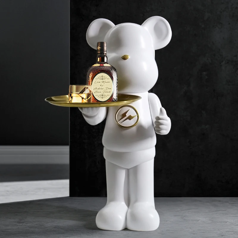 

Home Fashion Decor Bear Statue Resin Ornaments Living Room Large Tray Statue Home Storage Organization Decoration Accessories