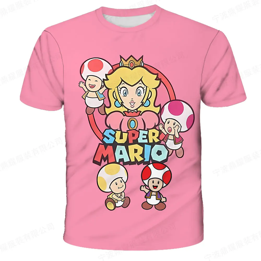 

Детские футболки с рисунком Супер Братья Марио, персиковые футболки принцессы для девочек, шорты, Детская футболка для мальчиков, детская одежда, топы