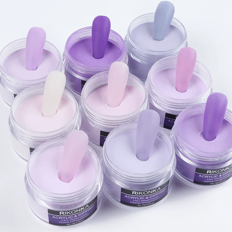 

9 Bottles/Set Purple Gradient Acrylic Powder Nail Art 3D Carved Powder Professional Manicure Pigment Dust for Nail Tip Extension