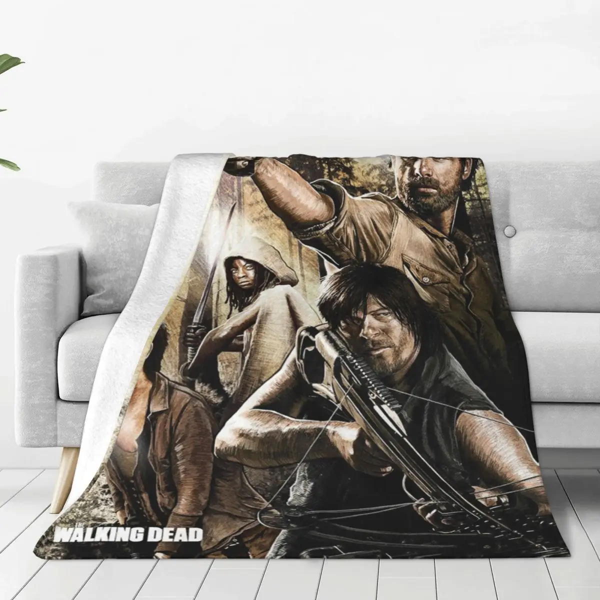 

The Walking Dead Horror Movie Wool Blanket Rick Grimes Daryl Dixon Customized Throw Blanket for Home 125*100cm