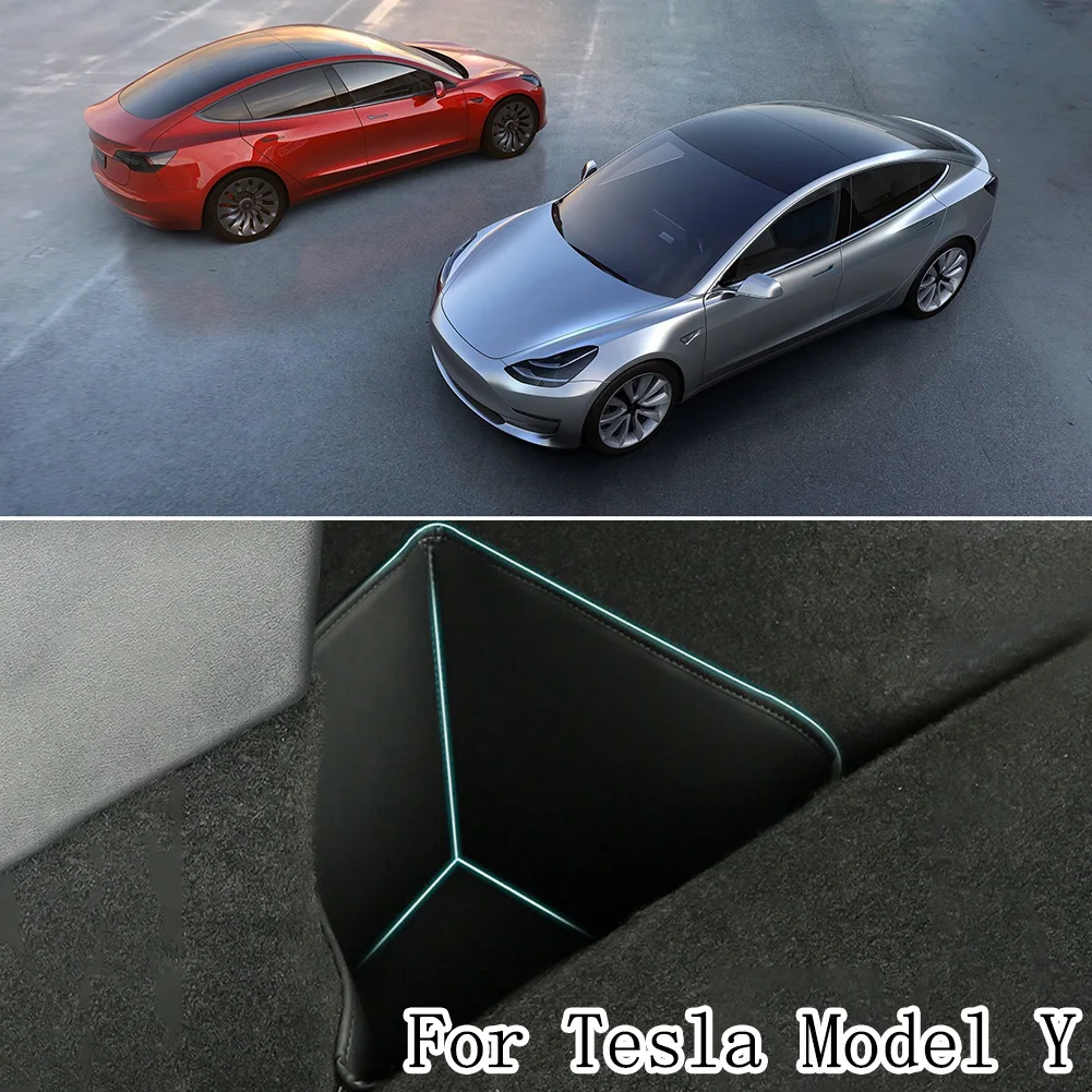 

Боковой ящик для хранения в багажник автомобиля Tesla Model Y, кожаный водонепроницаемый органайзер, детали, аксессуары для салона автомобиля, 2 ш...