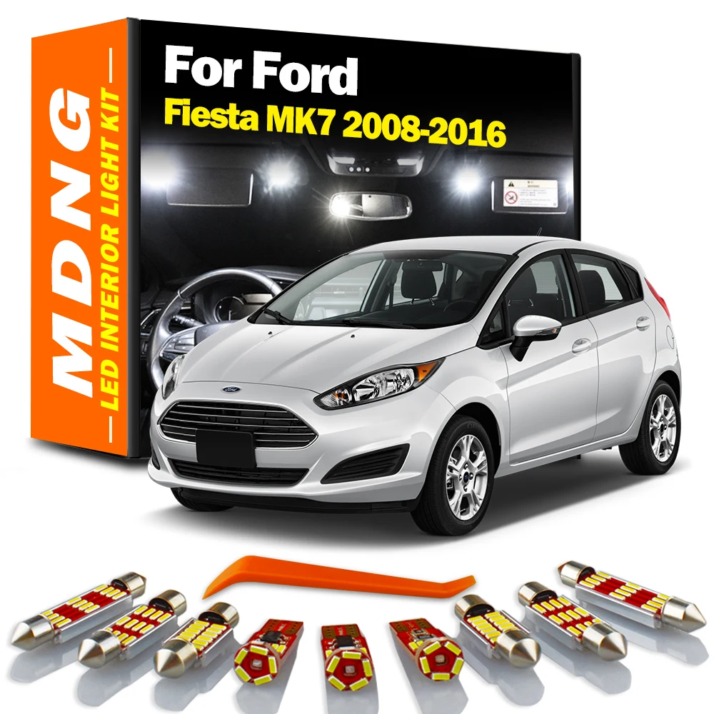 

MDNG, 11 шт., лампочки для внутреннего интерьера, купольная карта для багажника, Детский комплект для Ford Fiesta MK7 2008-2011, 2012, 2013, 2014, 2015, 2016, аксессуары