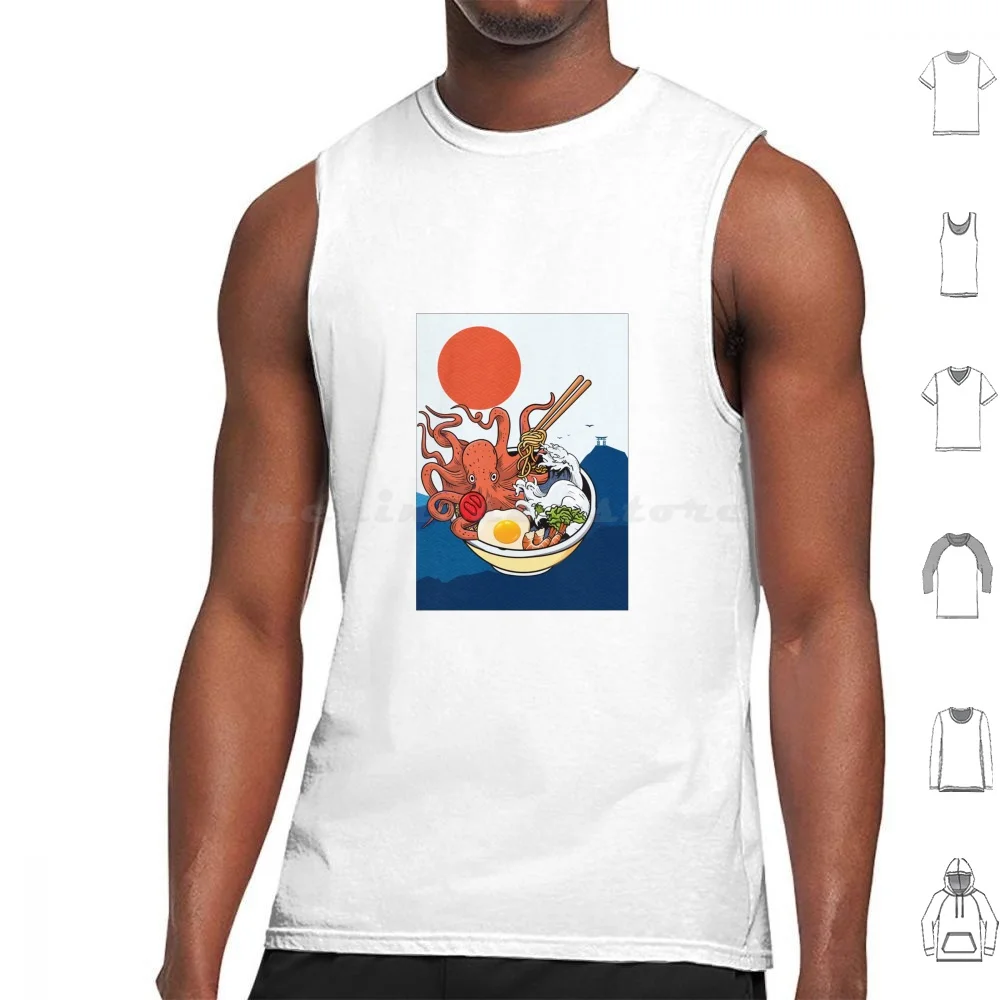 

The Great Ramen Off Kanagawa Tank Tops Vest Sleeveless Japan Japanese Retro Oldschool Vntage Food Ramen Lamen Kaiju Monster