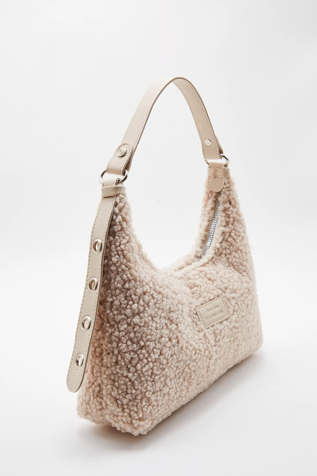 Женская сумка-багет из искусственного меха |