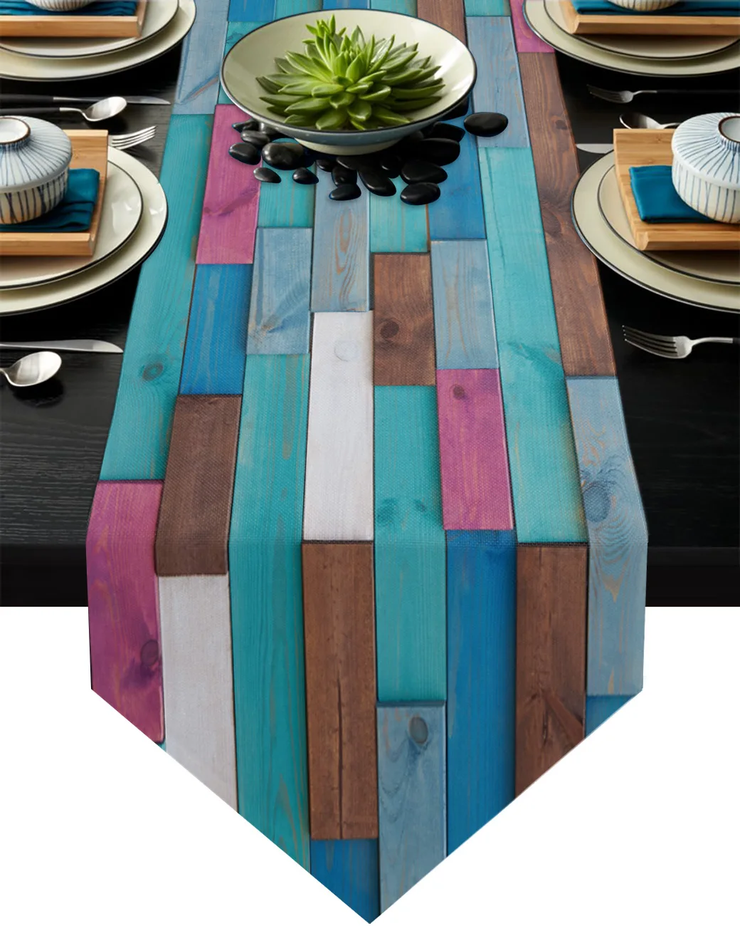 

Wood Textured Modern Table Runners Holiday Party Wedding Decor Tablecloth Living Room Dining Table Accessories