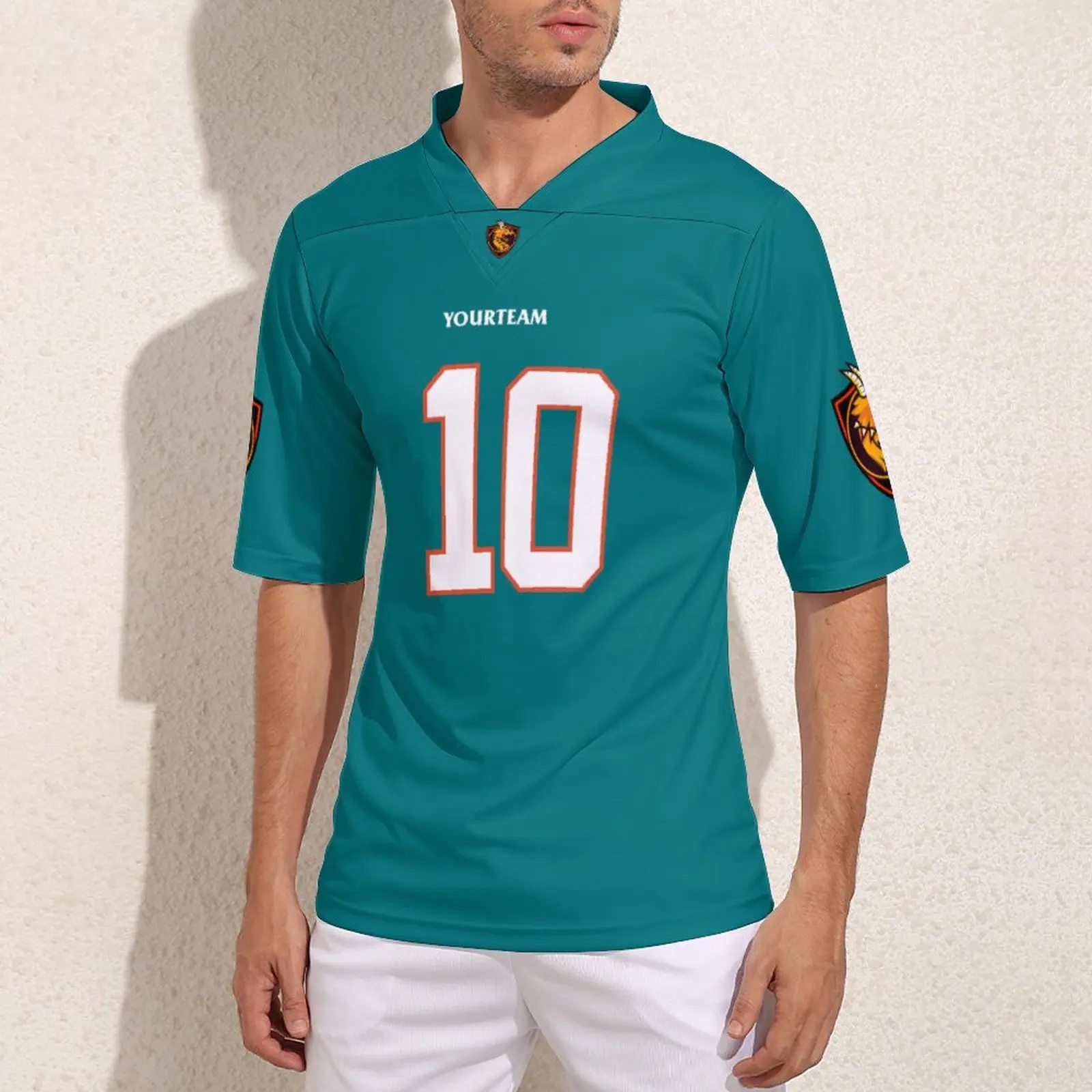 

Team Customize Miami No 10 Green Rugby Jersey Sports Retro Football Jerseys Youth Custom Football Shirt