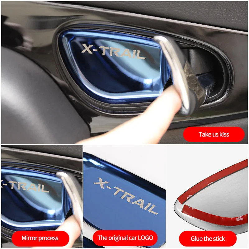 Car Inner Door Bowl Decorated Patch For Nissan Qashqai J11 X-trail T32 2014-2020 Handle Protector Cover Accessories