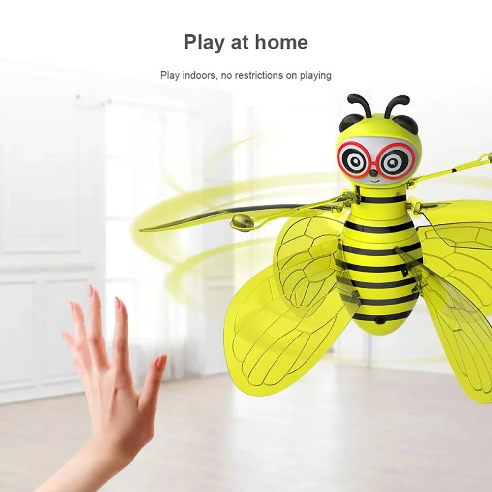 RC Mini Infraed Sensor Bee Remote Hovering Flying Induction Minion Drone Toy Built Battery Flight Flash Lamp Aircraft Child Toys enlarge
