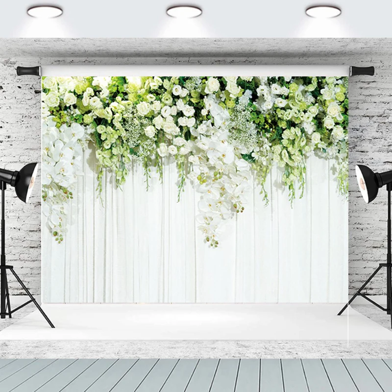 

Wedding Ceremony Backdrop Cloth Vinyl Flowers Garland Background Wall for Stage Birthday Party Decoration Home Decor
