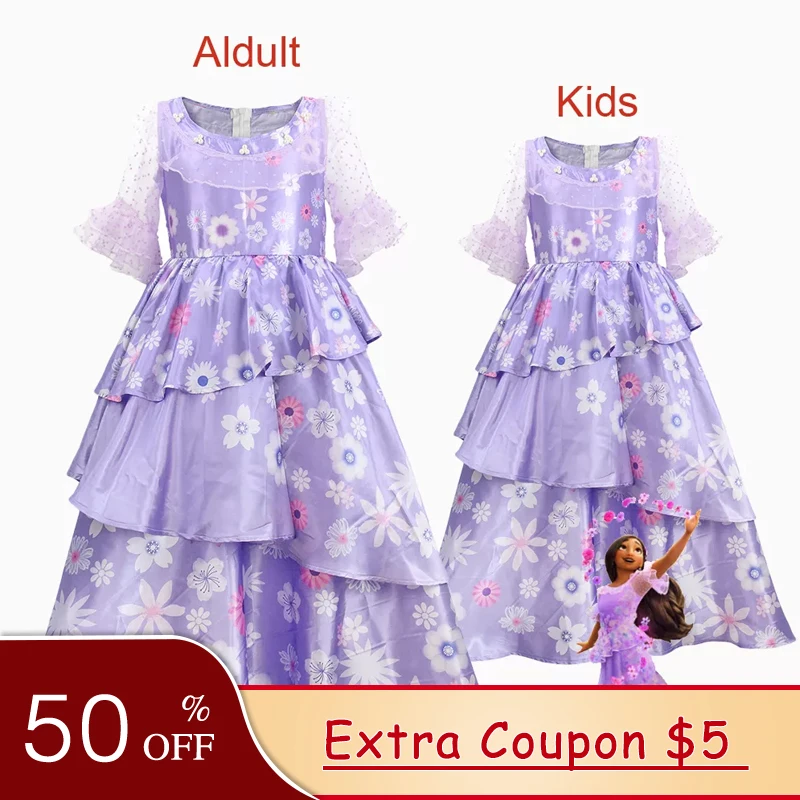 

2022 Children's Day Family Clothing Dresses For Mommy And Daughter Matching Clothes Encanto Madrigal Dress Toddler Girl Clothes