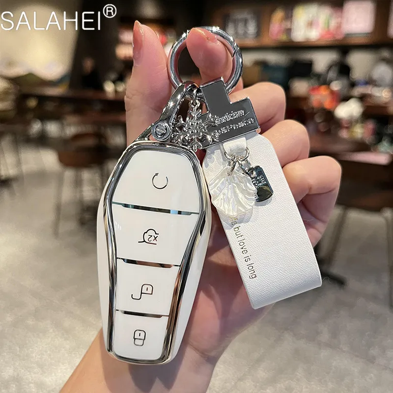 

PTU Car Smart Remote Key Case Cover Fob For BYD Han Ev Tang Dm/Qin PLUS/Song Pro/MAX/Yuan 2018 Protective Shell Auto Accessories