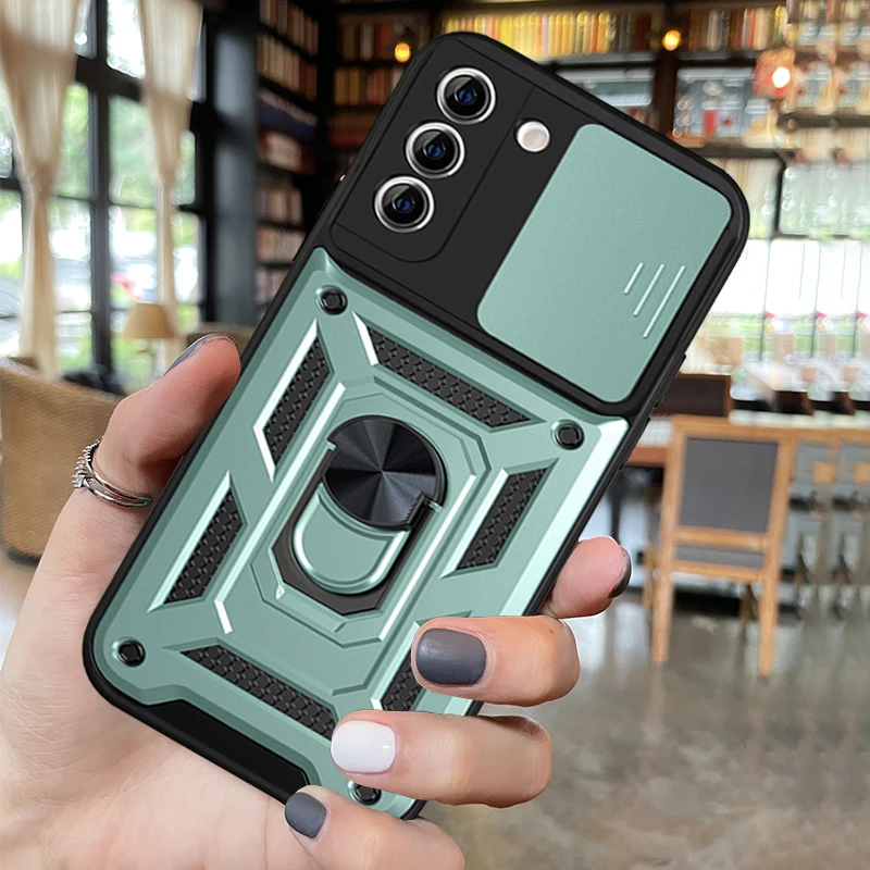 

Armor Case For Samsung Galaxy S22 S21 FE S20 Plus For Note 20 Ultra A73 A72 A71 A53 A52 A42 A32 A22 A20 A12 Push Window Cover