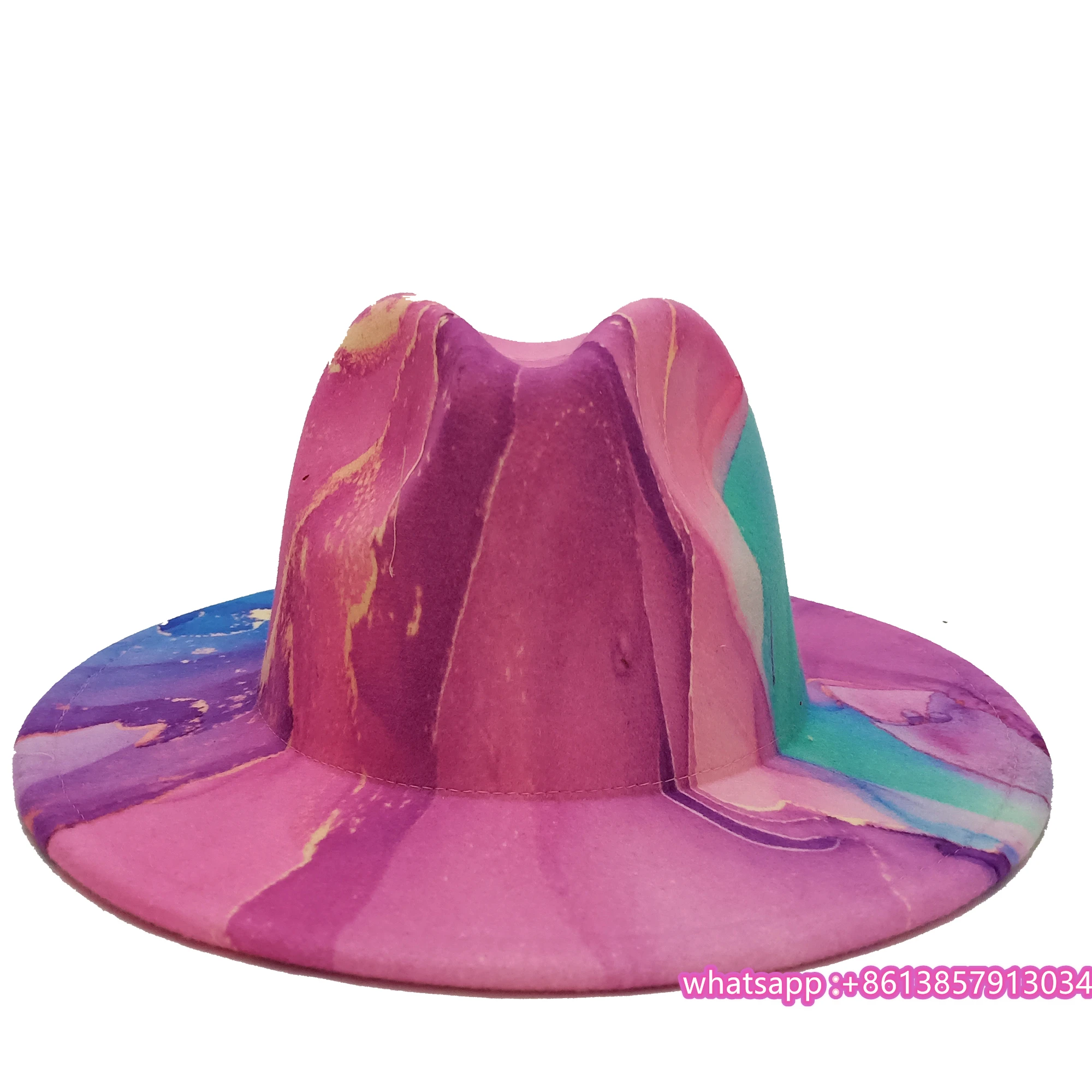 Головные уборы шляпы окрашенные в галстук fedoras для женщин и мужчин Весенняя