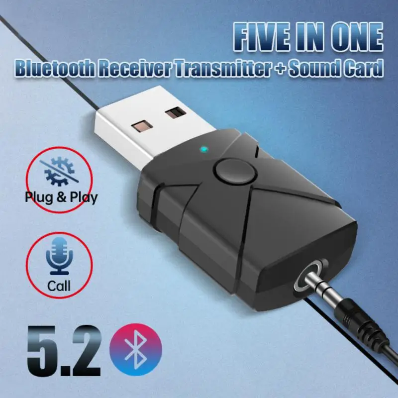 

For Speaker Headset Car Wireless Audio Receiv Transmitterer Dual Function Usb Dongle Multi-function Call Support 5 In 1 Portable