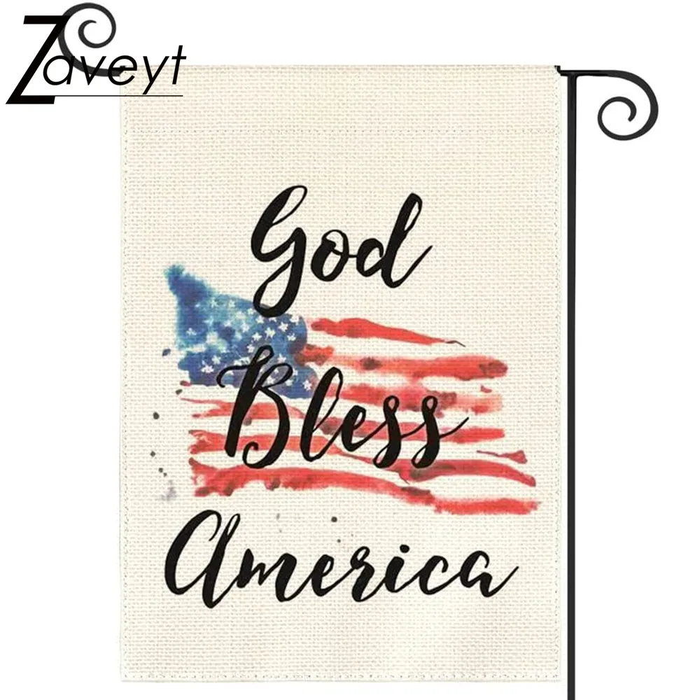 

God Bless America 4th of July Patriotic Garden Flag Double Sided Linen Outside Stars Stripes Memorial Day Independence Day Yard