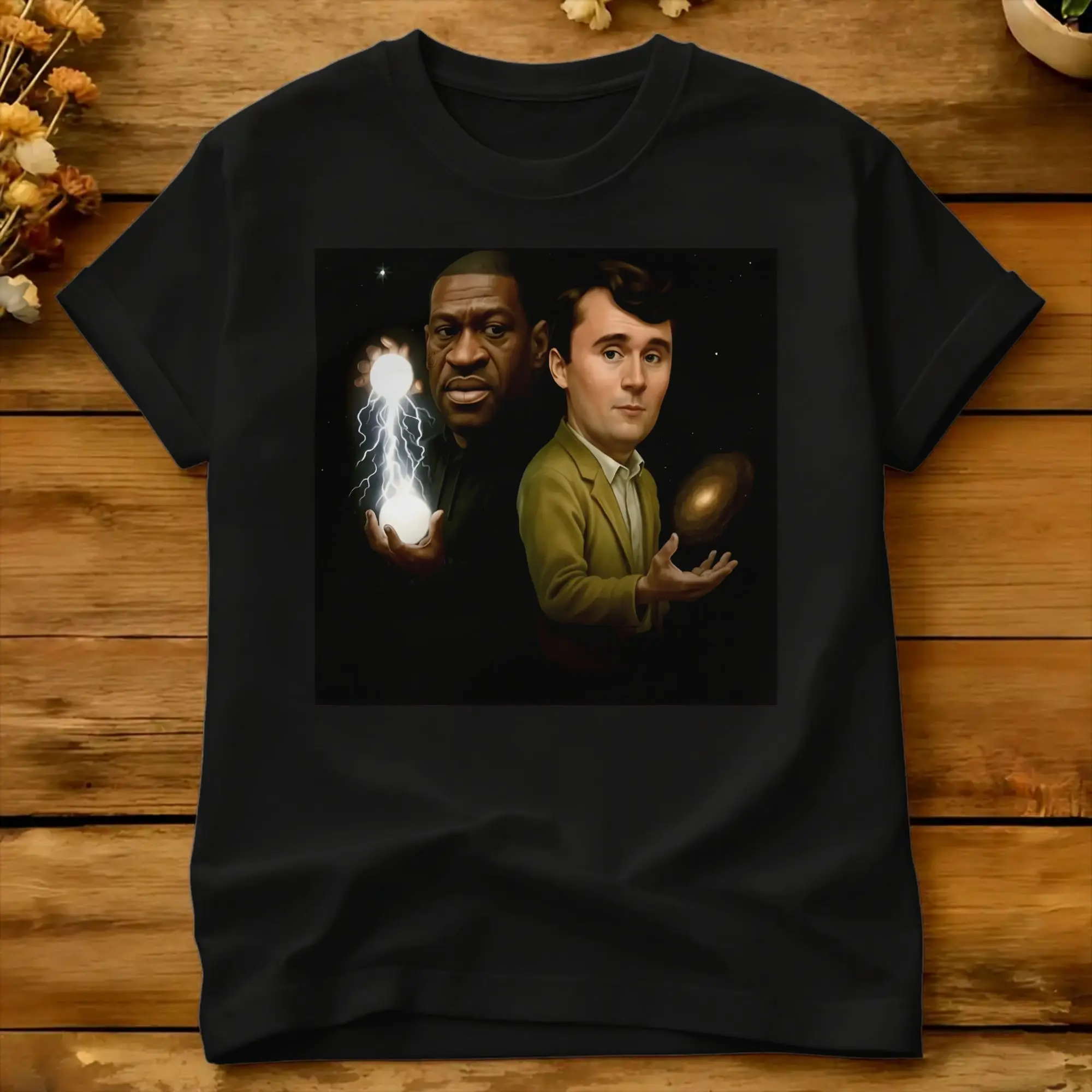 Фото Футболка George Floyd And Charlie Kirk Wizard, мужская футболка Saint George Y2K Fun, летняя футболка с круглым вырезом, футболка в стиле Харадзюку, топы больших размеров №1