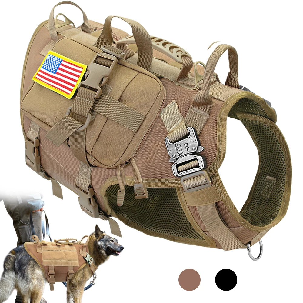 

Тактическая шлейка для собак, военный жилет без натяжения, для дрессировки средних и больших собак, с чехлами