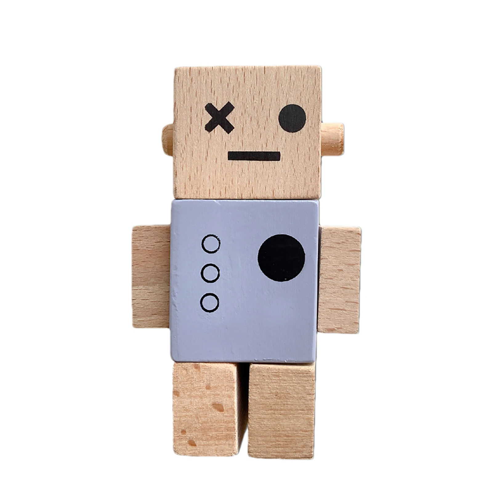 

Wooden Toy Robots Preschool Wooden Blocks Montessori Toys For Toddlers Rotatable Robot Body Desktop Figures Wooden Construction