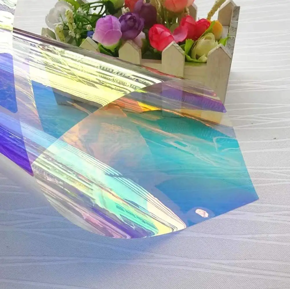 

4m Rainbow Glossy Clear Film Holographic Vinyl One Way Mirror Window Film for Home Decor DIY Window Tint Arts Daytime Privacy